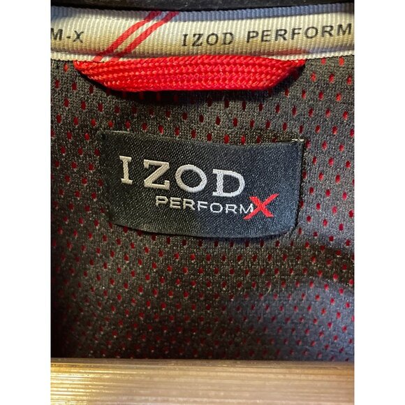 Izod Performance Red Fleece Black Panel Full Zip Sleeveless Vest Sz L - Picture 5 of 6